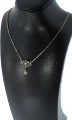 Diamanten fraai antieke ketting 14k goud zilveren hanger, Verzenden, Goud, Ketting, Met edelsteen