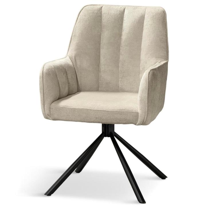 Armstoel Floki en beige en greige stof **Direct leverbaar**, Huis en Inrichting, Stoelen, Nieuw, Vijf, Zes of meer stoelen, Stof