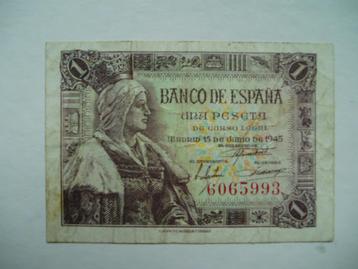 641. Spanje, 1 peseta 1945 la Catolica. beschikbaar voor biedingen