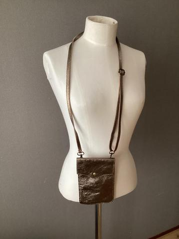 Bronzen Schoudertasje leer Nieuw  kerst sint telefoontasje beschikbaar voor biedingen