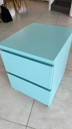 Malm nachtkastje blauw, Ophalen, Minder dan 50 cm, Gebruikt, 1 of 2 laden