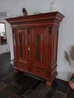 Vintage Eiken Kussenkast Jaren 50/60 met Snijwerk, Antiek en Kunst, Ophalen of Verzenden