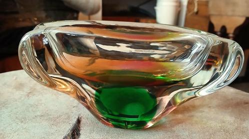 Zware glazen schaal  asbak Josef Hospodka Novy Bor Bohemian, Antiek en Kunst, Antiek | Glas en Kristal, Ophalen of Verzenden