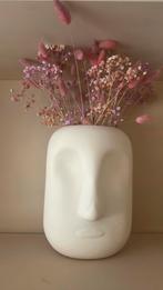Vaas gezicht licht roze met droogbloemen, Ophalen, Overige kleuren, Minder dan 50 cm, Glas
