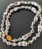 Vintage porseleinen- cloissonne ketting uitjes kralen -62 cm, Ophalen of Verzenden