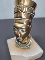 Vintage Nefertiti Buste van Messing en Marmer, Ophalen of Verzenden