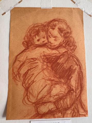 Roodkrijttekening, ca 1900 beschikbaar voor biedingen