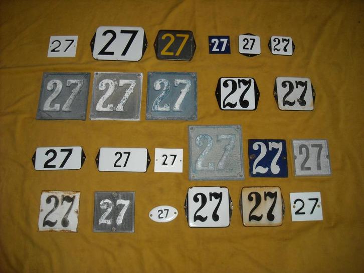 oud emaille huisnummer 27 ook 28 29 30 31 32 33 34 35 36 37, Antiek en Kunst, Antiek | Emaille, Ophalen of Verzenden