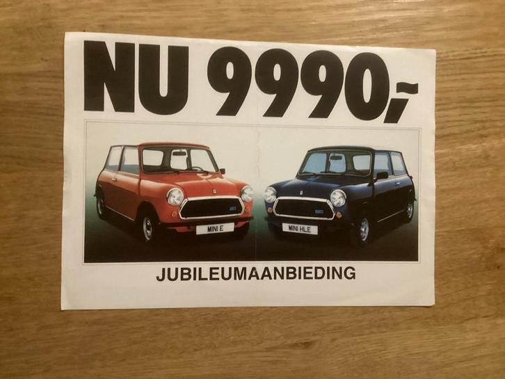 Austin Mini E en Mini HLE Jubileum 1983 leaflet, Boeken, Auto's | Folders en Tijdschriften, Ophalen of Verzenden