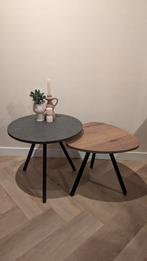 Set van 2 Salontafels Perfecta - Betonlook & Houtlook, Ophalen, Minder dan 45 cm, Minder dan 55 cm, Rond
