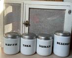 Complete set wit emaille koffie thee suiker beschuitbussen, Ophalen of Verzenden