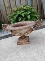 Vintage Metalen Bloempot, Gebruikt, Minder dan 30 cm, Minder dan 60 cm, Rond
