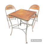 Vintage rustieke industriële bistroset met metalen klapstoel, Ophalen, Gebruikt, ., .