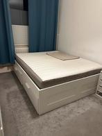 IKEA BRIMNES 160x200 bed met opberglades + matras, Huis en Inrichting, Slaapkamer | Bedden, Ophalen, Gebruikt, Wit, Tweepersoons