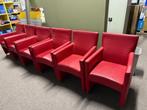 Rode lederen stoelen - 6 stuks, Huis en Inrichting, Stoelen, Ophalen, Leer, Zo goed als nieuw, Vijf, Zes of meer stoelen