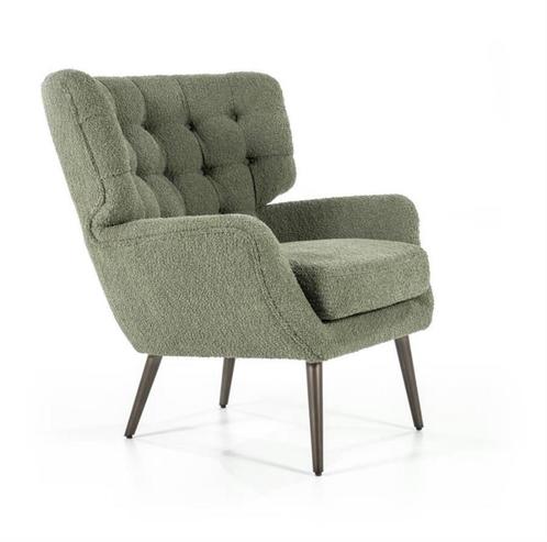 Groene stoel, 2 jaar oud, onbeschadigd, zachte stof, stevig, Huis en Inrichting, Fauteuils, Zo goed als nieuw, Metaal, Stof, 75 tot 100 cm