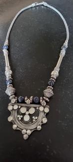 Zilveren vintage ketting met lapis lazulli stenen, Gebruikt, Verzenden, Met edelsteen, Zilver