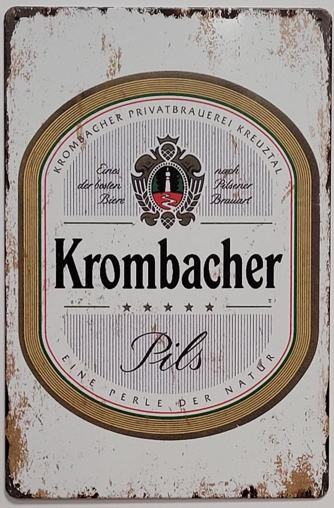 Krombacher bier old look reclamebord van metaal wandbord, Verzamelen, Merken en Reclamevoorwerpen, Nieuw, Reclamebord, Ophalen of Verzenden