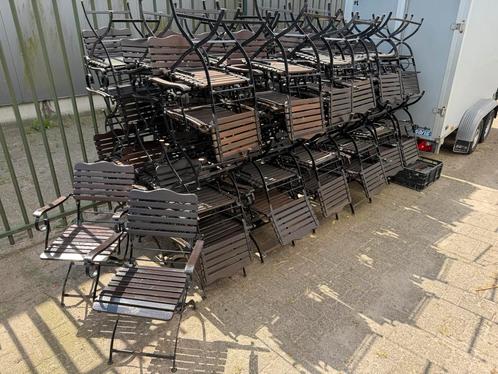 Terrasstoelen franse bistro stoelen vintage terras, Tuin en Terras, Tuinstoelen, Gebruikt, Hout, Inklapbaar, Ophalen of Verzenden