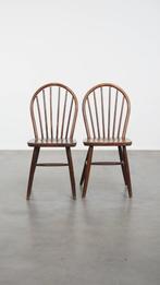 2 x Vintage houten spijlen Windsor stoel in Engelse stijl, Huis en Inrichting, Stoelen, Ophalen, Gebruikt, Twee, Bruin