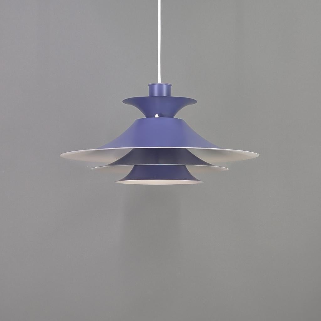 Vintage Deense Meerlaagse Hanglamp in Paars, Mid century modern, Ophalen of Verzenden, Zo goed als nieuw, 75 cm of meer