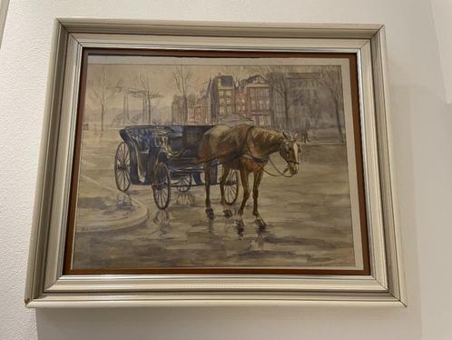 D.J. van Haaren (1878-1953) - Paard en wagen - 2 stuks, Antiek en Kunst, Kunst | Schilderijen | Klassiek, Ophalen of Verzenden