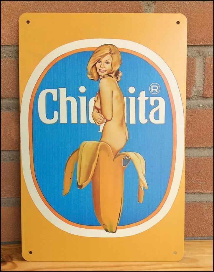 Chiquita Banana Mel Ramos Sexy Pin Up Metalen Wandbord, Huis en Inrichting, Woonaccessoires | Wanddecoraties, Nieuw, Ophalen