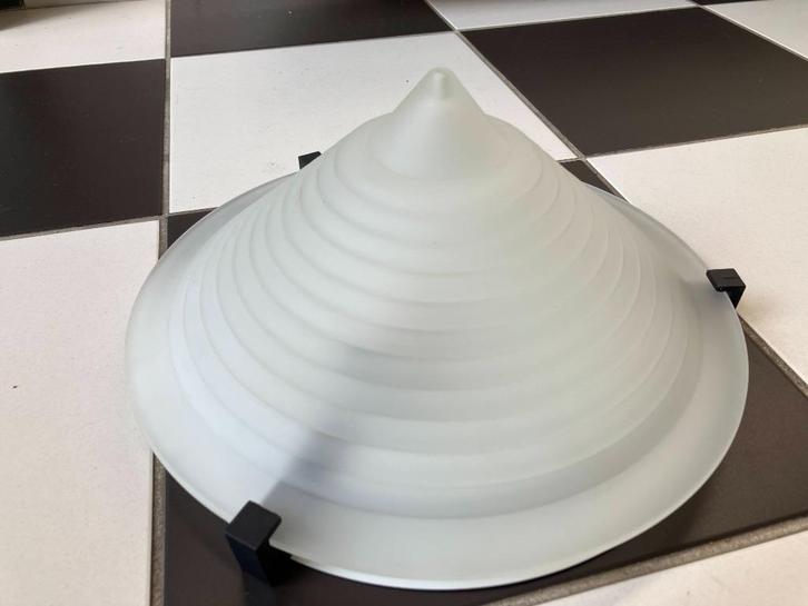 Mooie plafonnière plafondlamp met glazen kap wit 30 cm, Huis en Inrichting, Lampen | Plafondlampen, Zo goed als nieuw, Glas, Metaal