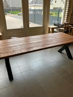 sloophout balken tuintafel 240x100 cm met metalen x poten, Ophalen, Nieuw, Rechthoekig, Hout