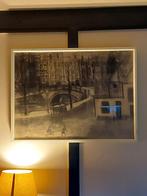 Houtskooltekening van een Amsterdamse gracht., Antiek en Kunst, Antiek | Woonaccessoires, Ophalen