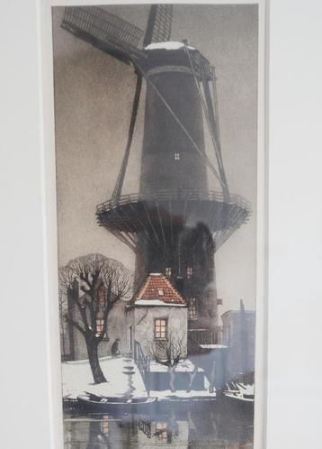 Ets Tjeerd Bottema (1884-1978) Molen "De stier"  beschikbaar voor biedingen