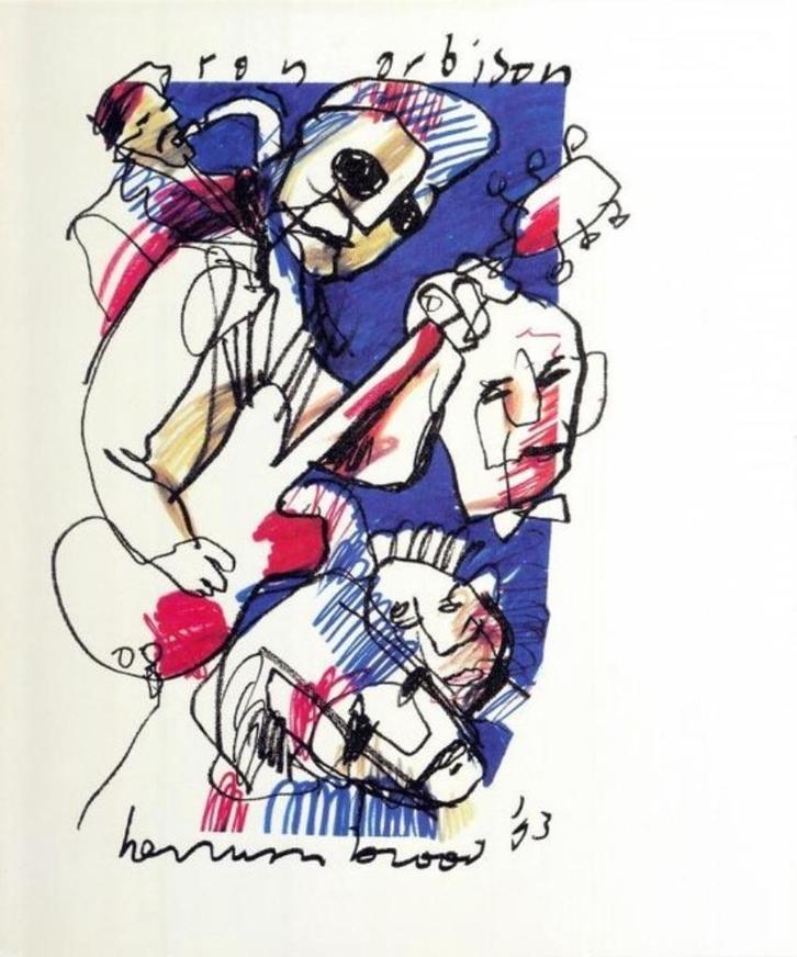 Herman Brood litho Roy Orbison, Antiek en Kunst, Kunst | Litho's en Zeefdrukken, Ophalen of Verzenden