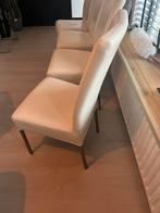 4 leren eetkamerstoelen, Huis en Inrichting, Stoelen, Ophalen of Verzenden, Gebruikt, Wit, Vier