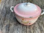 Vintage Emaille Pan met Deksel - Franse Roze, Antiek en Kunst, Antiek | Emaille, Ophalen of Verzenden