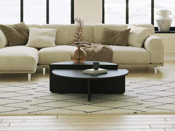 Luxe salontafel zwart  podium melamine 90x90x35 cm, Huis en Inrichting, Tafels | Salontafels, Nieuw, Minder dan 50 cm, 50 tot 100 cm