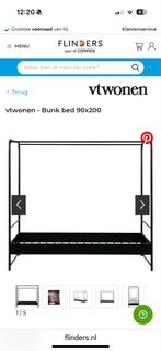 VT Wonen bunk bed 90x200 - Stijlvol en Ruimtebesparend, Huis en Inrichting, Slaapkamer | Bedden, 90 cm, Eenpersoons, Zwart, Ophalen of Verzenden