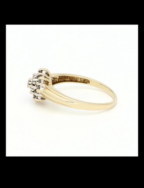 Vintage 14 karaats geelgouden ring met 25 diamanten, Sieraden, Tassen en Uiterlijk, Ringen, Zo goed als nieuw, Dame, 17 tot 18