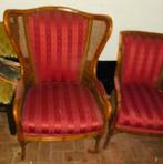 Oude Stoelen Set van 2 Klassiek Design Rood Gestreept Hout F, Ophalen