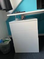 Witte hoogglans bureau met ladekast, Huis en Inrichting, Kasten | Computermeubels, Ophalen, Kunststof, Gebruikt, 70 tot 120 cm