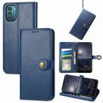 Luxe Wallet Case + Screenprotector voor Nokia G21/G11 _Blauw, Verzenden, Nieuw, Hoesje of Tasje