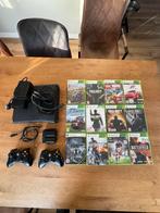 Xbox 360 S met diverse games, Ophalen, Met 2 controllers, 250 GB, Gebruikt
