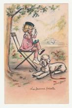 Germaine Bouret.  Meisje met poedel.  Illustrateurs., Verzenden, 1940 tot 1960, Ongelopen, Overige thema's
