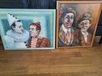 2x olieverf schilderij clowns Gemma Peerenboom, Ophalen of Verzenden