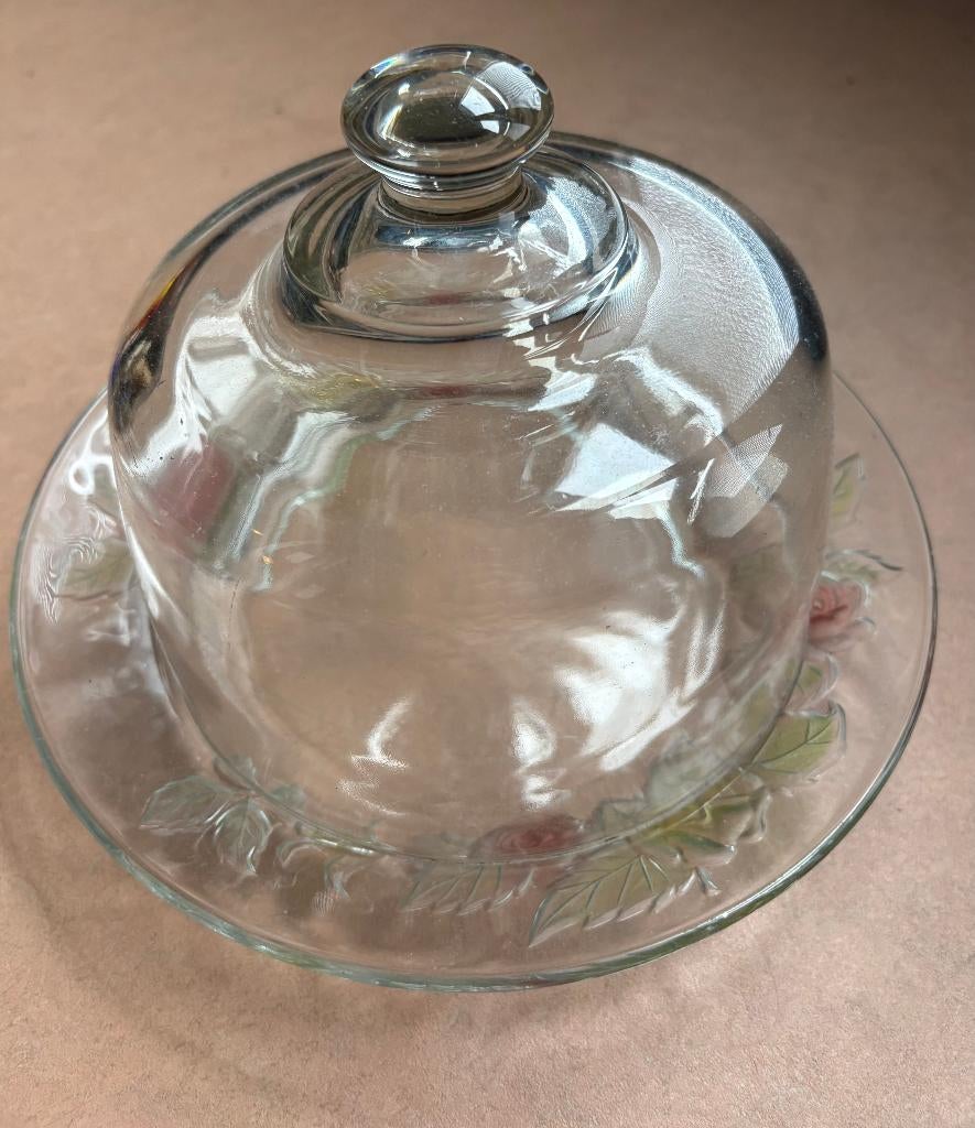 Oude (kaas-)stolp met fraai bord, Ophalen of Verzenden