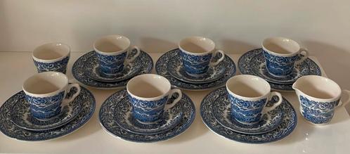 6 persoons engels blauw ontbijtservies, Huis en Inrichting, Keuken | Servies, Zo goed als nieuw, Bord(en), Overige stijlen, Porselein
