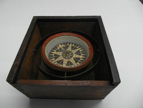 Antiek droogcompas in eiken kastje, Antiek en Kunst, Antiek | Gereedschap en Instrumenten, Ophalen