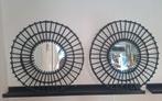 Set van 2 rotan spiegels, Rond, Ophalen of Verzenden, Zo goed als nieuw, Minder dan 100 cm