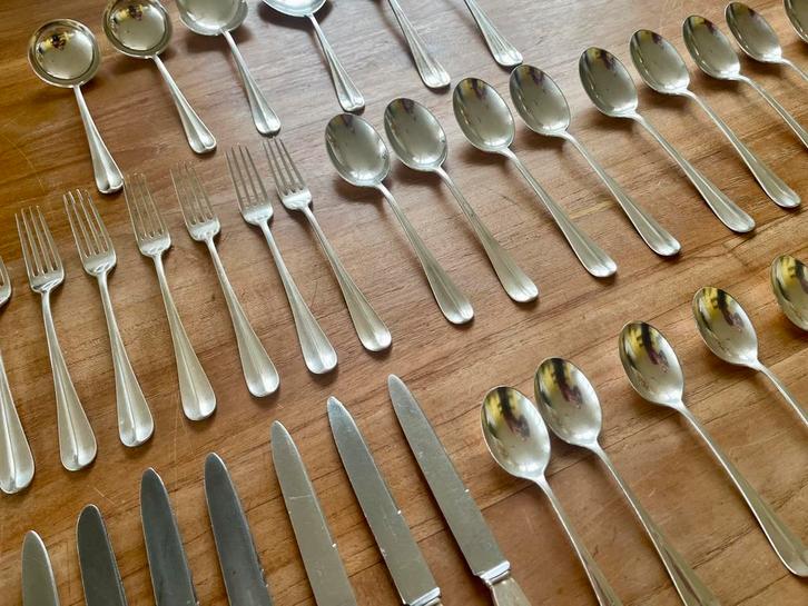 Keltum Haags Lofje bestekset - verzilverd, Huis en Inrichting, Keuken | Bestek, Gebruikt, Bestekset, Zilver, Vaatwasserbestendig