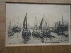 ANVERS, Kattendijck, iets gekl ets met Zeilschepen, Antiek en Kunst, Kunst | Etsen en Gravures, Ophalen