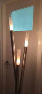 Moderne staande rvs lamp met dimmer., Ophalen, Zo goed als nieuw, Glas, 150 tot 200 cm